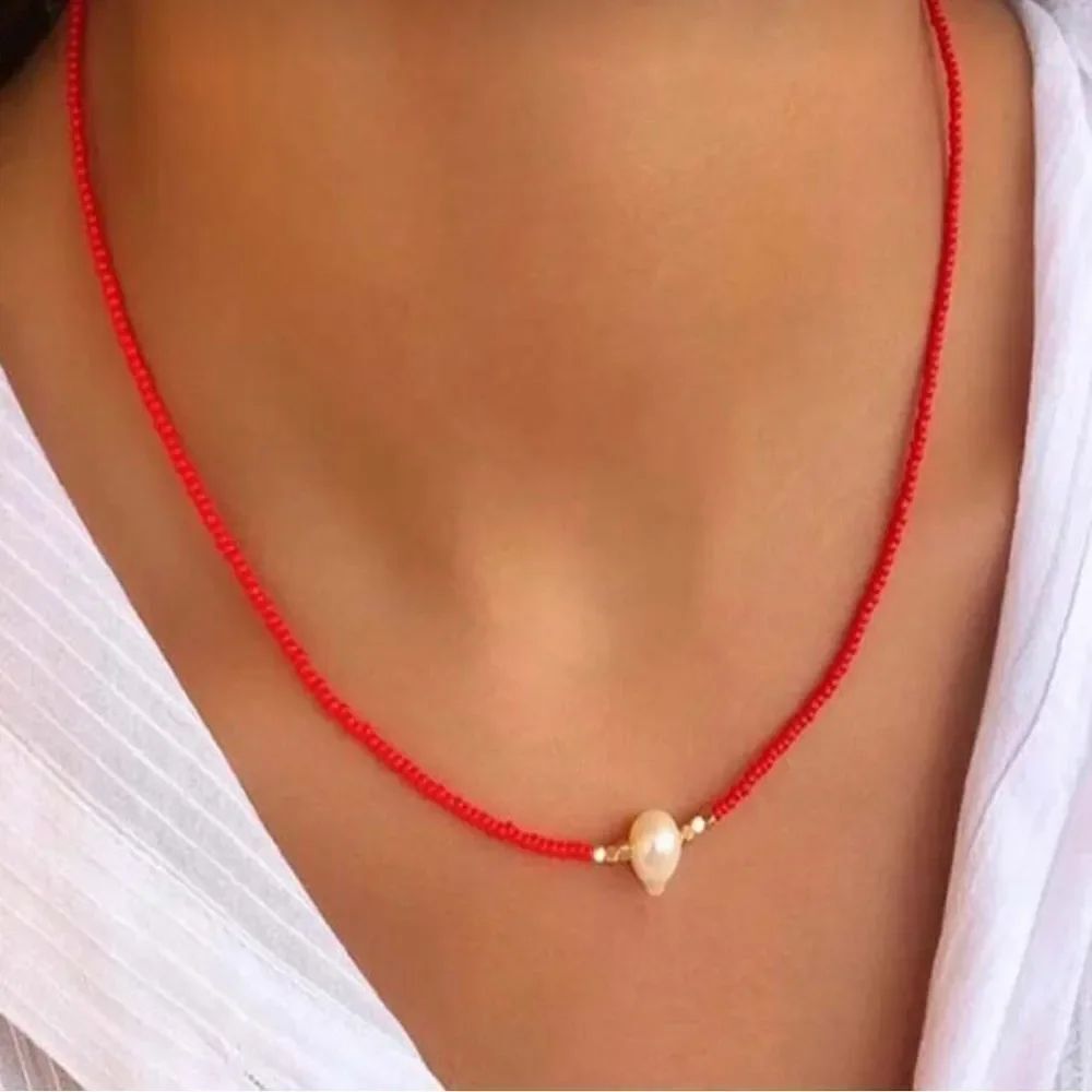 Boho pearl necklace #1961